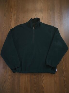 Vintage Woolrich Fleece 1/4 Zip Sweater Polartec forest green pullover - Mens XL